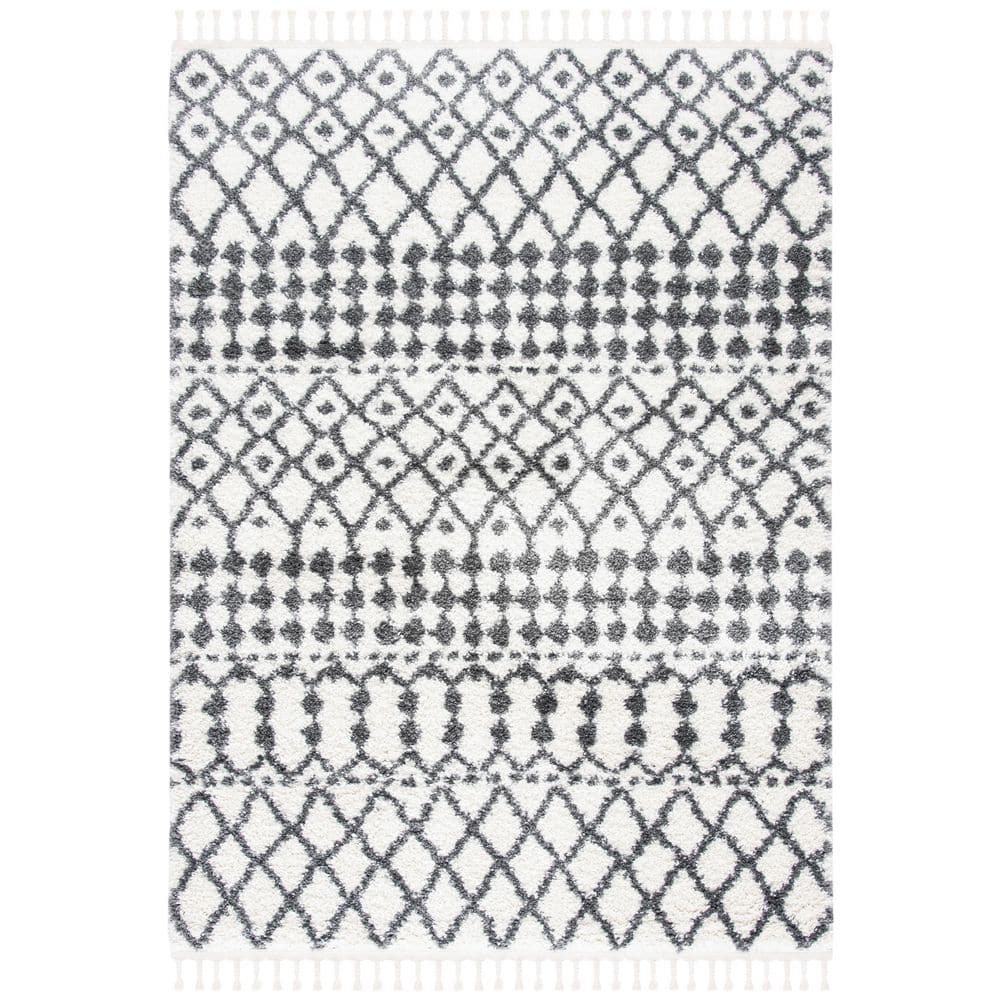 Berber Fringe Shag 3 ft. x 5 ft. Ivory/Dark Gray Geometric Striped Area Rug price history on PriceWatchPro