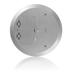 Concrete Floor Box Nickel Plated Cover Plate, 1 Decora Flip Lid and 1 Data Cap