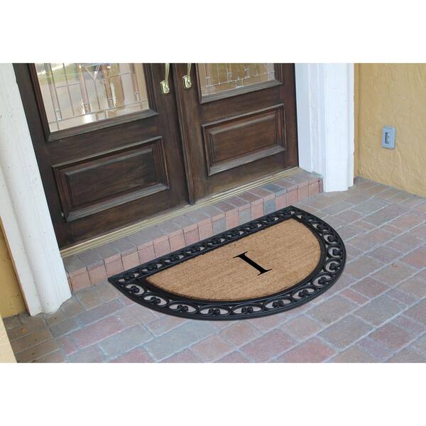A1 Home Collections A1HC Black 30 in. x 48 in. Rubber & Coir Thin Profile  Outdoor Entrance Durable Monogrammed I Door Mat A1HOME200111_I - The Home  Depot