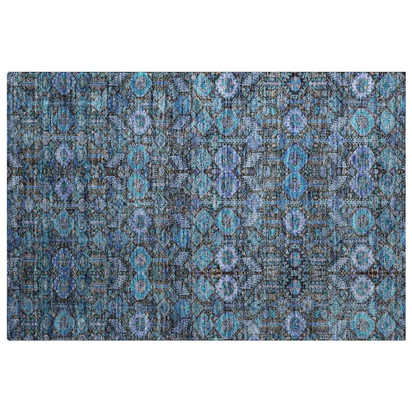 Dream Shag Premium Machine Washable Abstract ADS574 Teal 3 ft. x 4 ft. Area Rug