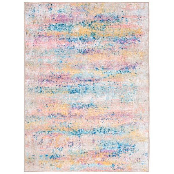 SAFAVIEH Sequoia Blue/Gold 7 ft. x 9 ft. Machine Washable Abstract Gradient Area Rug