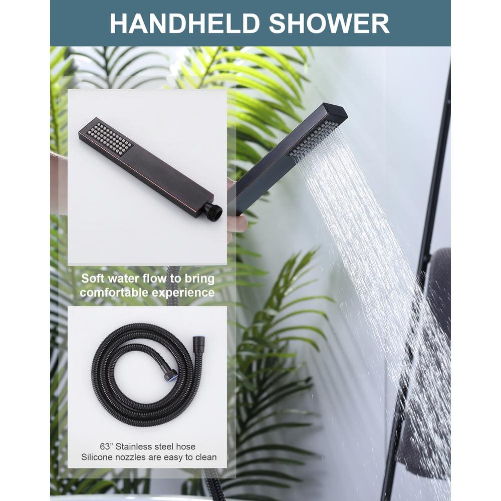 Oil Rubbed Bronze Freestanding Tub Filler with Hand Shower