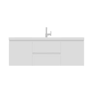 Paterno 60 in. W x 19 in. D Single Wall Mount Bath Vanity in White with Acrylic Vanity Top in White with White Basin