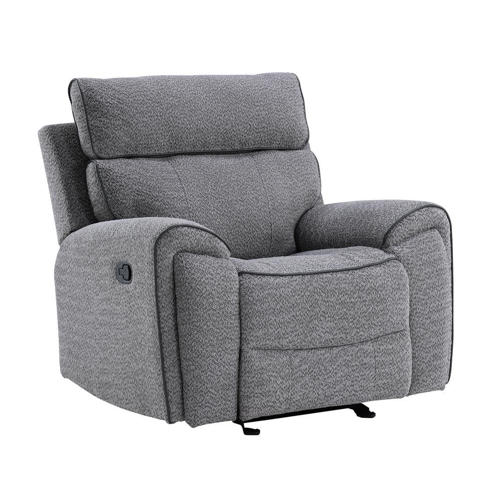 Omni Gray Polyester 3-Piece Reclining Living Room Set
