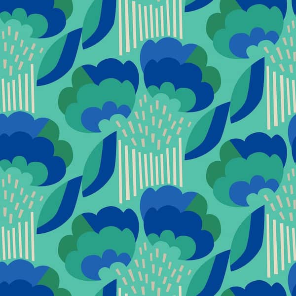 NuWallpaper Retro Esme Aqua Blue Peel and Stick Wallpaper Sample