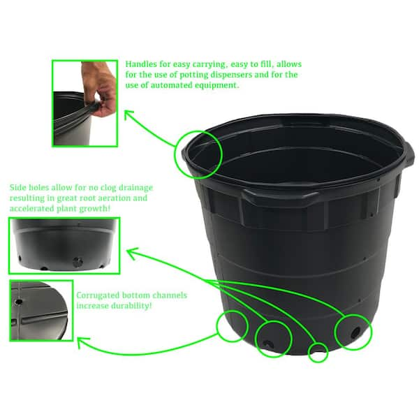 10 Pack Plastic Black Plant Pots Nursery Gardening Planters 4 in to 7.5  Inch Small Medium Plants 0.25 0.35 0.5 1 1.5 Gallon for Indoor and Outdoor