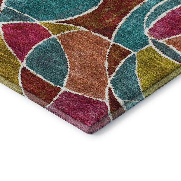 Mayfield Premium Machine Washable Abstract AMF2208 Merlot 3 ft. x 4 ft. Area Rug