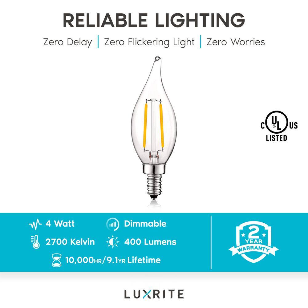 Dimmable Warm White LED Candelabra Light Bulbs, 24-Pack