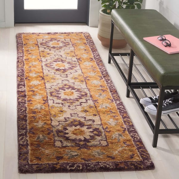 Aspen 2 ft. x 7 ft. Brown/Purple Geometric Medallion Runner Rug