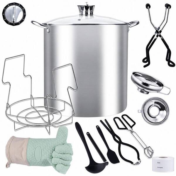 Canning Pot Supplies Starter Kit, Stainless Steel Canning Tool Kits Set, Water Bath Canner with Rack for Canning
