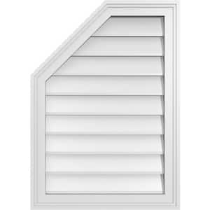20 in. x 28 in. Octagonal Surface Mount PVC Gable Vent: Decorative with Brickmould Frame