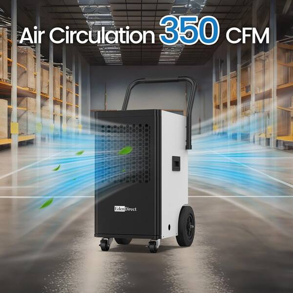Edendirect 110 pt. 5,000 sq.ft. Buckless Commercial Dehumidifier in White with Drain Hose and Pump for Garage, ETL Certified ZCIOJEBW0409X Edendirect 110 pt. 5,000 sq.ft. Buckless Commercial Dehumidifier in White with Drain Hose and Pump for Garage, ETL Certified ZCIOJEBW0409X