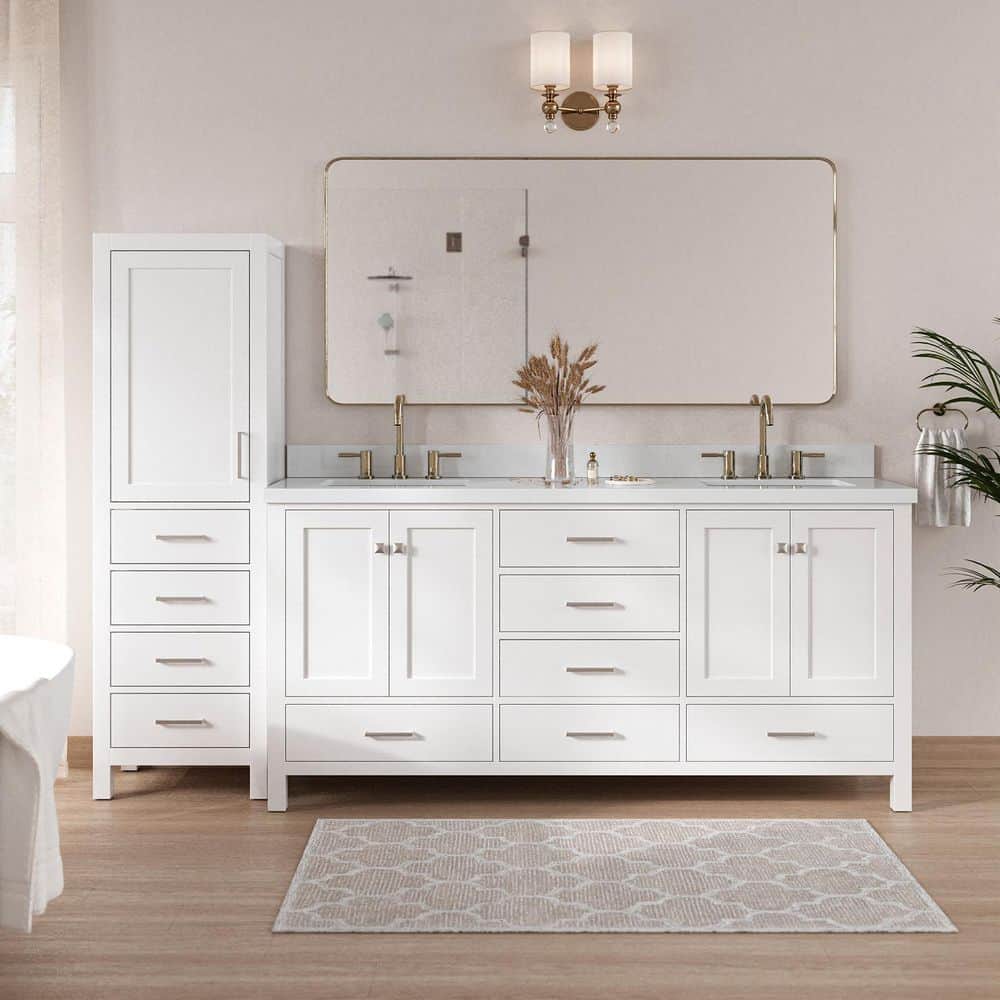 ARIEL Cambridge 73 in. Double Sink Bath Vanity with Pure White