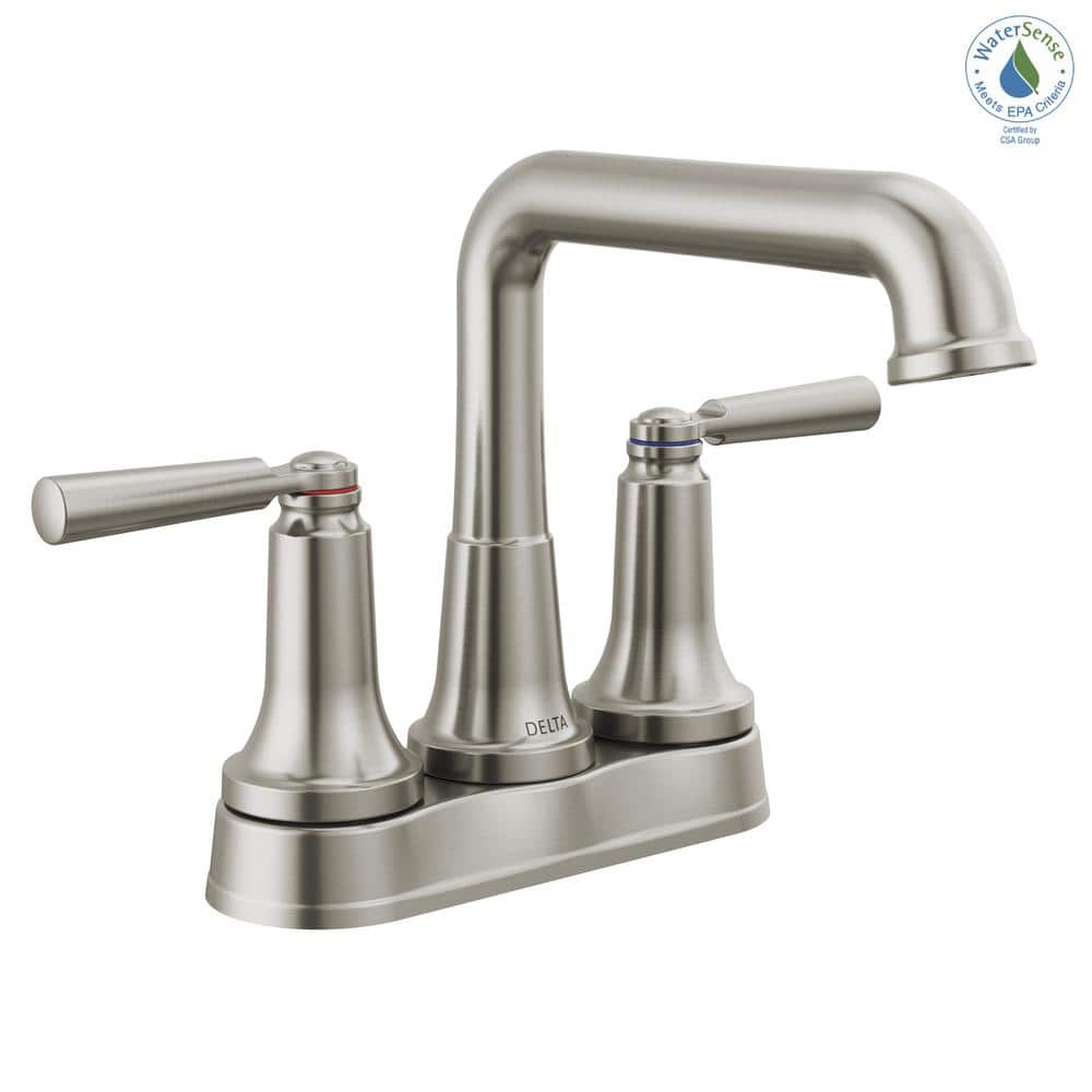 Stainless Steel Two Handle Centerset Bathroom Faucet