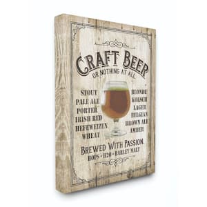 "Craft Beer Sign Bar Room Wooden Texture" by Retrorocket Studio Canvas Typography Wall Art 16 in. x 20 in.