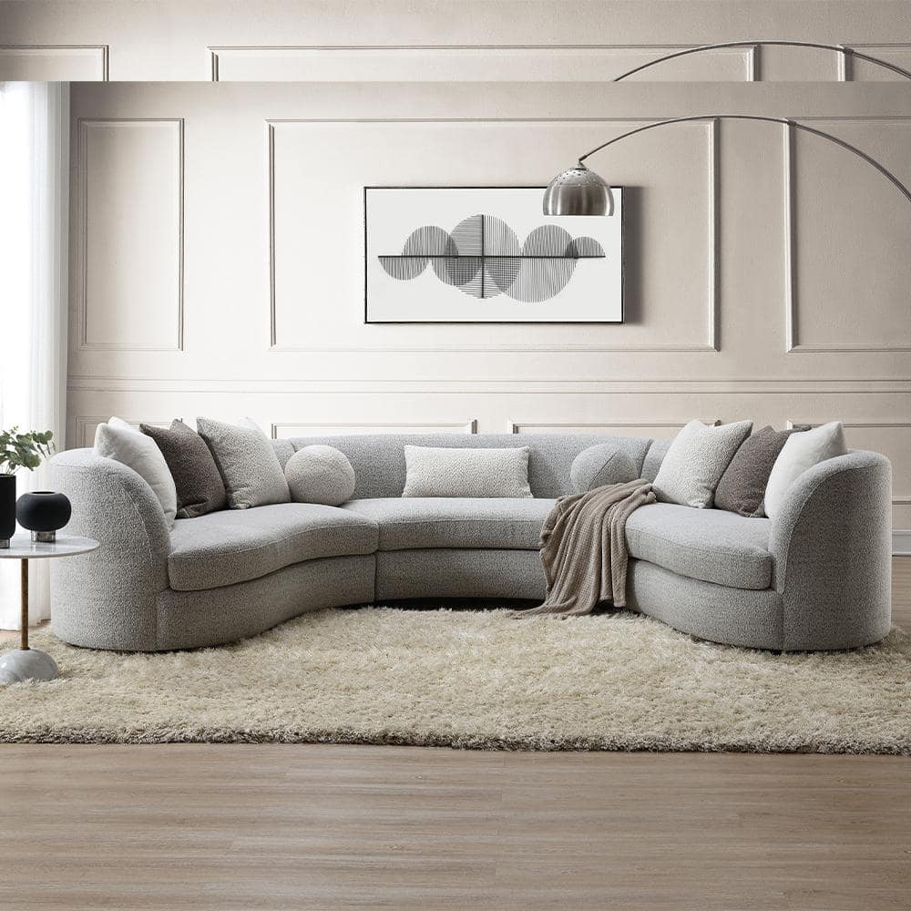 Acme Furniture Ivria Gray Sectional Sofa with 9 Pillows