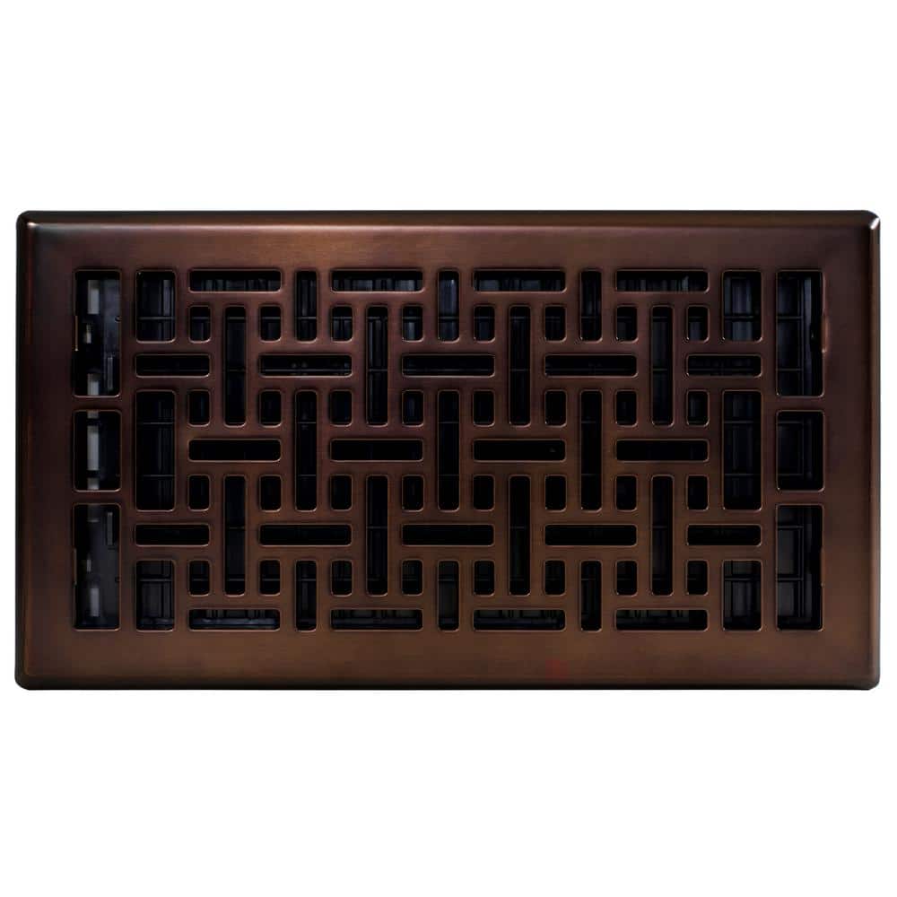 Oriental Design Rubbed Bronze Rectangular Floor Register