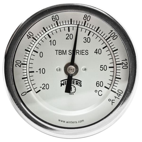 Winters Instruments TBM Series 3 in. Dial Thermometer with Fixed Center Back Connection and 2.5 in. Stem with Range of 0-140 Degrees F/C