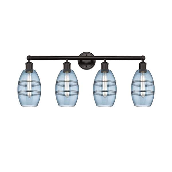 Vaz 32.88 in. 4-Light Oil Rubbed Bronze Vanity Light with Glass Shade