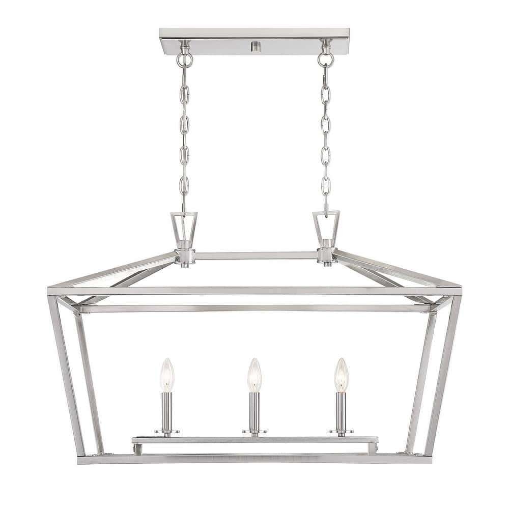 Savoy House 1-323-3-SN Townsend 3 Light Linear Chandelier in a Satin Nickel Finish (32  W x 21  H)