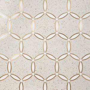 Meraki Terrazzo 9.52 in. x 10.99 in. Polished Marble and Brass Floor and Wall Mosaic Tile (0.73 sq. ft./Each)