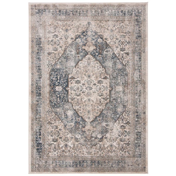 SAFAVIEH Oregon Beige/Gray 4 ft. x 6 ft. Floral Distressed Area Rug