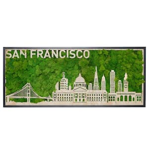 Metal Green Characteristic Wall Art Architectural Decor, San Francisco Moss City Silhouette for Home, or Workplace