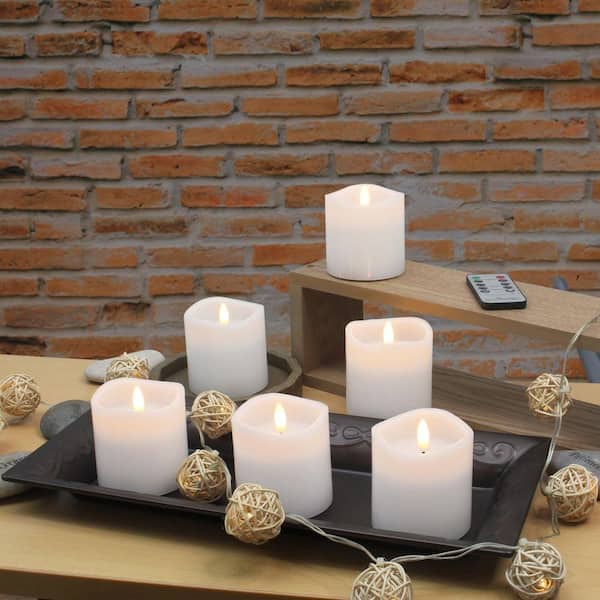 White Battery Powered Plastic Flameless Candle 6 Pack