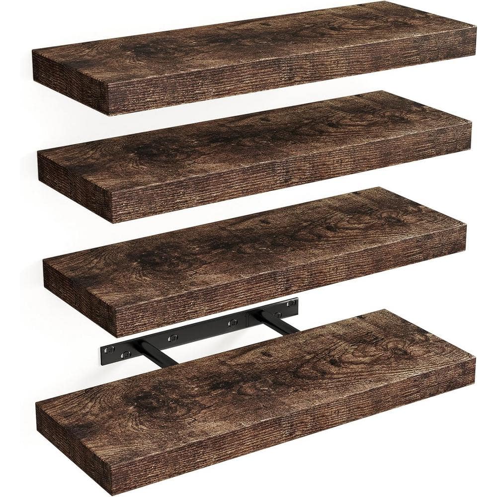 15.8 in. W x 5.5 in. D Rustic Brown Decorative Wall Shelf, (Set of 4)