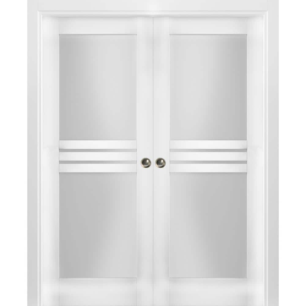 VDOMDOORS 7222 36 in. x 80 in. 1 Panel White Finished MDF Sliding Door ...