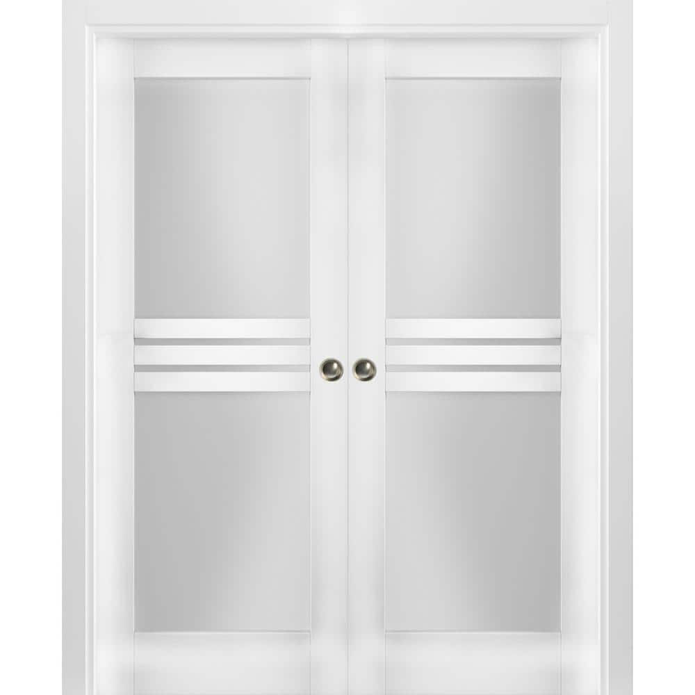 VDOMDOORS 7222 56 in. x 84 in. 1 Panel White Finished MDF Sliding Door ...