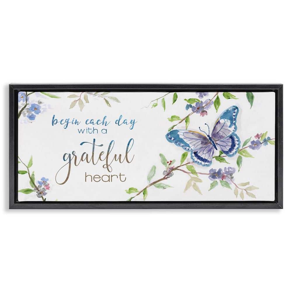 Begin Day with Grateful Heart by Nan Black Floater Frame Graphic Art Print Typography 31 in. x 15 in. price history on PriceWatchPro