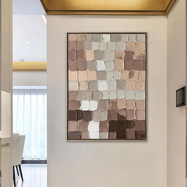 "Essence" Framed Abstract Wall Art Print Hand Painted 48 in. x 36 in.