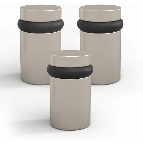 Floor Door Stopper Satin Nickel-3 Pack Quickly Installed Wall Protector and Door Knobs-2 in.