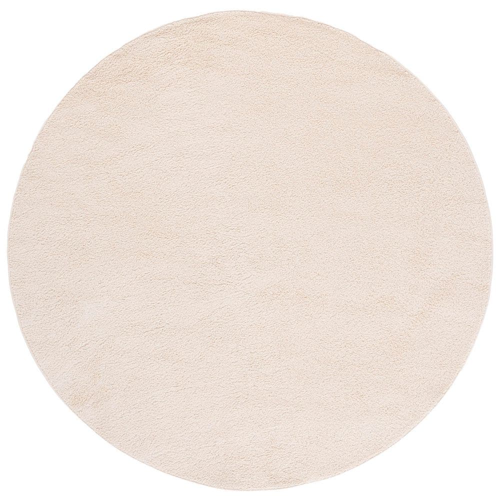SAFAVIEH Boucle Beige 6 ft. x 6 ft. Machine Washable Solid Round Area ...