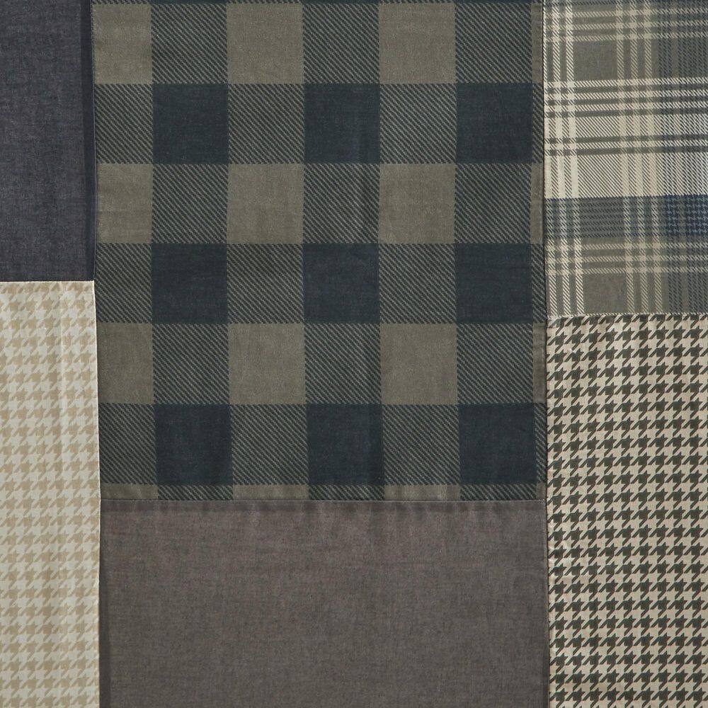 Winter Hills Tan Cotton Plaid Shower Curtain