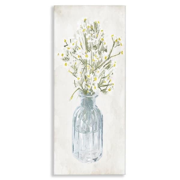 Quaint White Daisies in Jar by Milli Villa Unframed Graphic Art Print Nature 24 in. x 10 in.