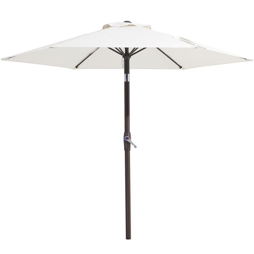7.5 ft. Metal Market Tilt Patio Umbrella in Cream with 6-Sturdy Ribs