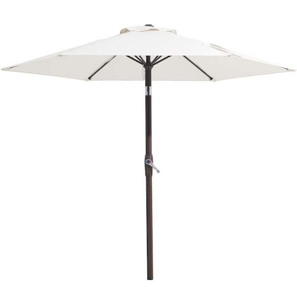 Unbranded 7.5 ft. Metal Market Tilt Patio Umbrella in Cream with 6-Sturdy Ribs