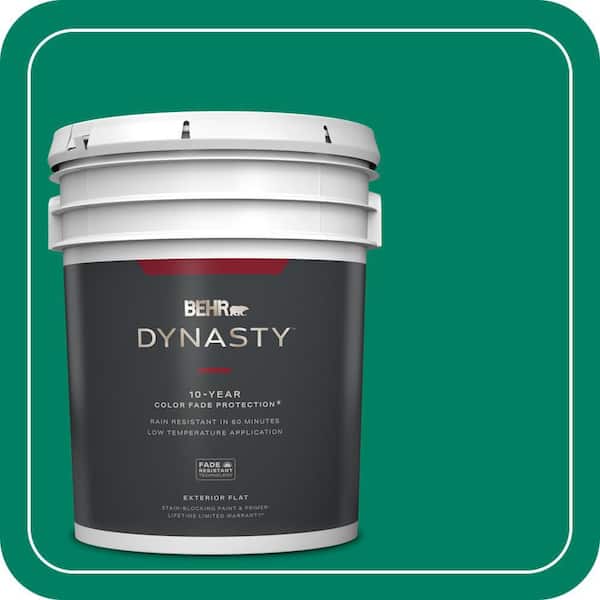 BEHR DYNASTY 5 gal. #480B-6 Treasure Isle Flat Exterior Stain-Blocking Paint & Primer