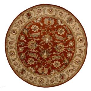 Dahlia Hand-Tufted Indoor-Outdoor Red/Gold 8 ft. x 8 ft. Floral Round Rug