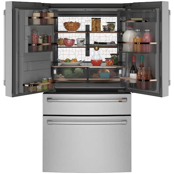 27.8 cu. ft. Smart 4- Door French Door Refrigerator with Convertible Middle Drawer in Stainless Steel, Autofill Dispense