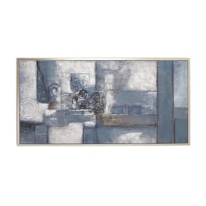 1- Panel Abstract Framed Wall Art with Silver Frame 28 in. x 55 in.