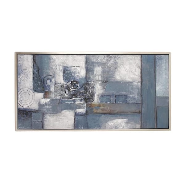 Litton Lane 1- Panel Abstract Framed Wall Art with Silver Frame 28 in. x 55 in.