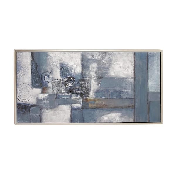 1- Panel Abstract Framed Wall Art with Silver Frame 28 in. x 55 in.