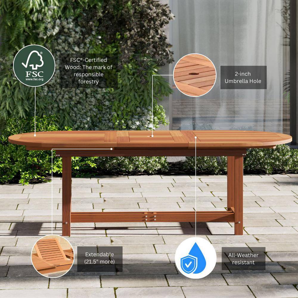 Coastal Charm 9-Piece Oval Eucalyptus Dining Set for 8