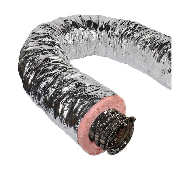 Master Flow 10 in. x 25 ft. Insulated Flexible Duct R6 Silver Jacket