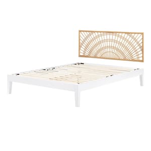 Balka White Wood Frame Full Panel Bed With Headboard