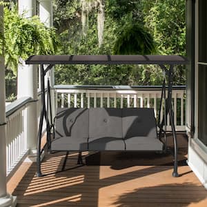 Furinno Tioman 2 Person Hardwood Teak Oil Patio Swing with Stand