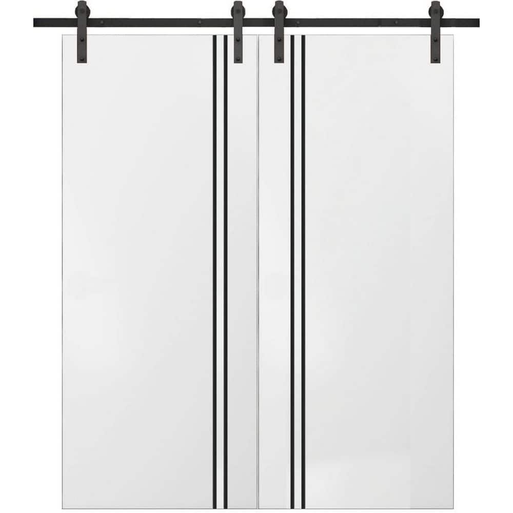 Assemble Required 24 in. x 84 in. 2-Panel White Solid Wood with Honeycomb Sliding Barn Door with Hardware Kit price history on PriceWatchPro